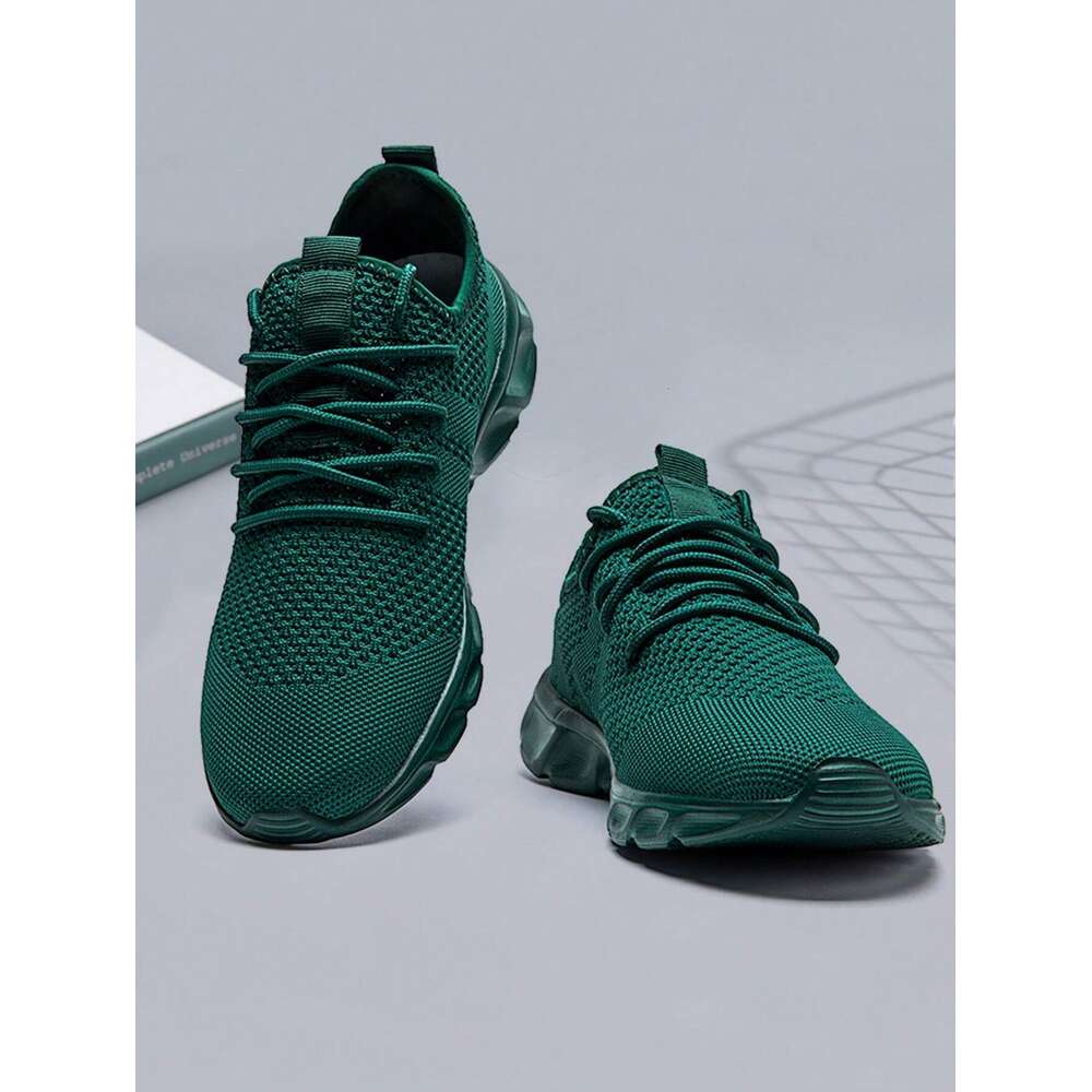 Lace Men S Up Flat Mesh Sports Training Tennis Walking Sneakers Breathable Casual Fashion Shoes For Dark Green Ddmysaturn