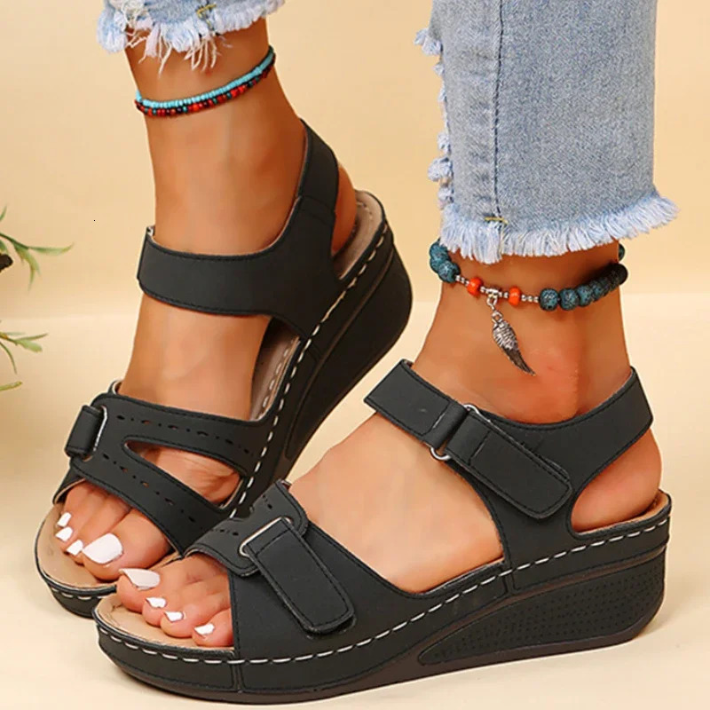 Summer Platform Wedge Sandals Women Light Non-Slip Beach Shoes Open Toe Flat Sandals Soft Sole Comfort Casual Sandalias Mujer 240528