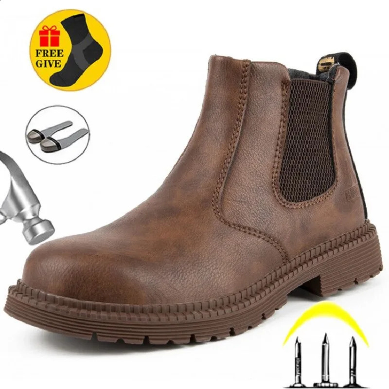 Mens Winter hot Leather Safety Work Boots Indestructible Steel Toe Shoes