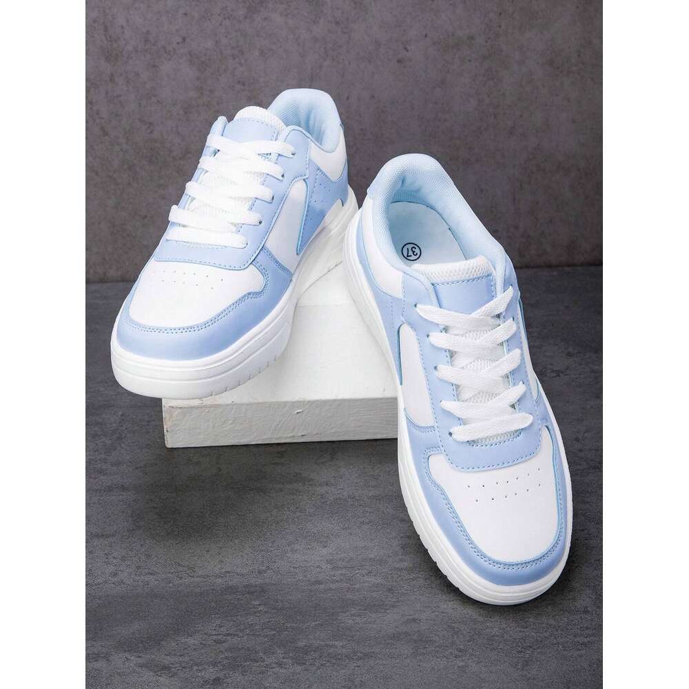 Light Blue Unisex White Fashionable Simple Casual Sneakers For Men Ddmysaturn