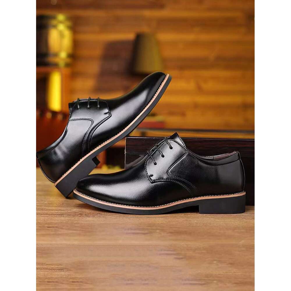 Lace Up Black Front Oxford Shoes Minimalist Round Toe Casual Men Business Ddmysaturn