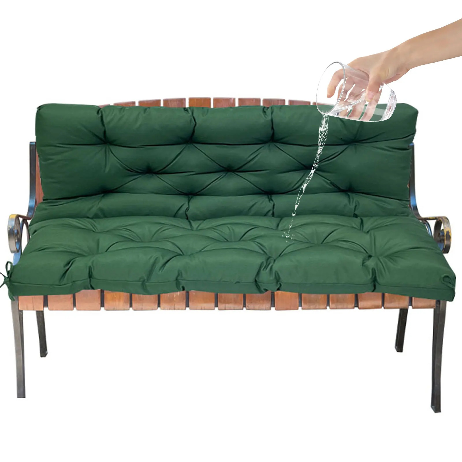Waterproof Bench Cushions for Outdoor Furniture Thick Garden Swing Seat Cushions Backrest 23 Seater Replacement Cushion 240604