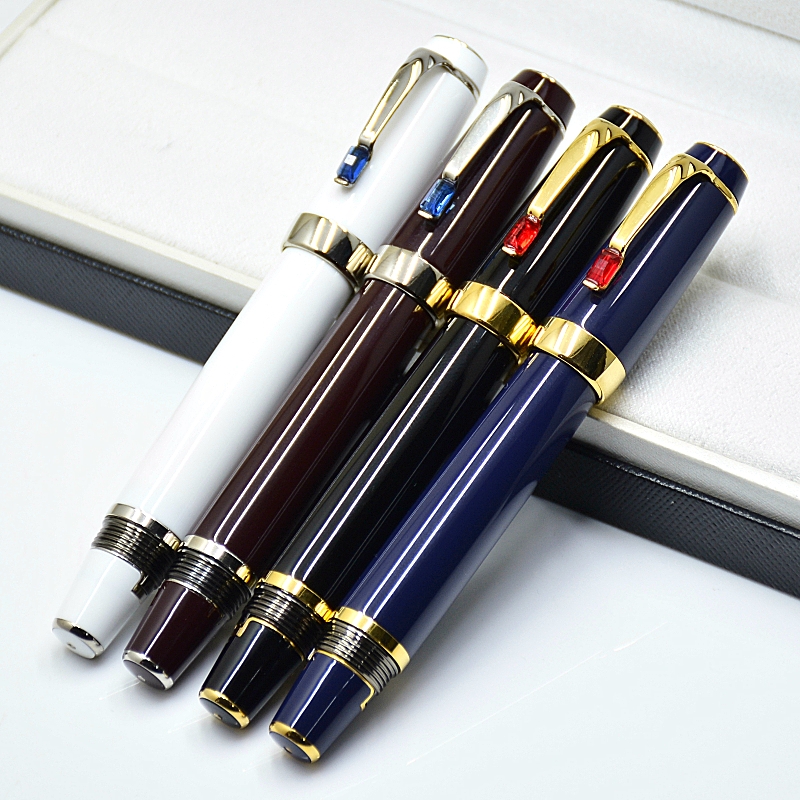 wholesale Top Bohemies 14K Retractable Nib Classics Fountain Pen 11cm Portable Short Travel Office Writing Ink Pens With Gem And Serial Number