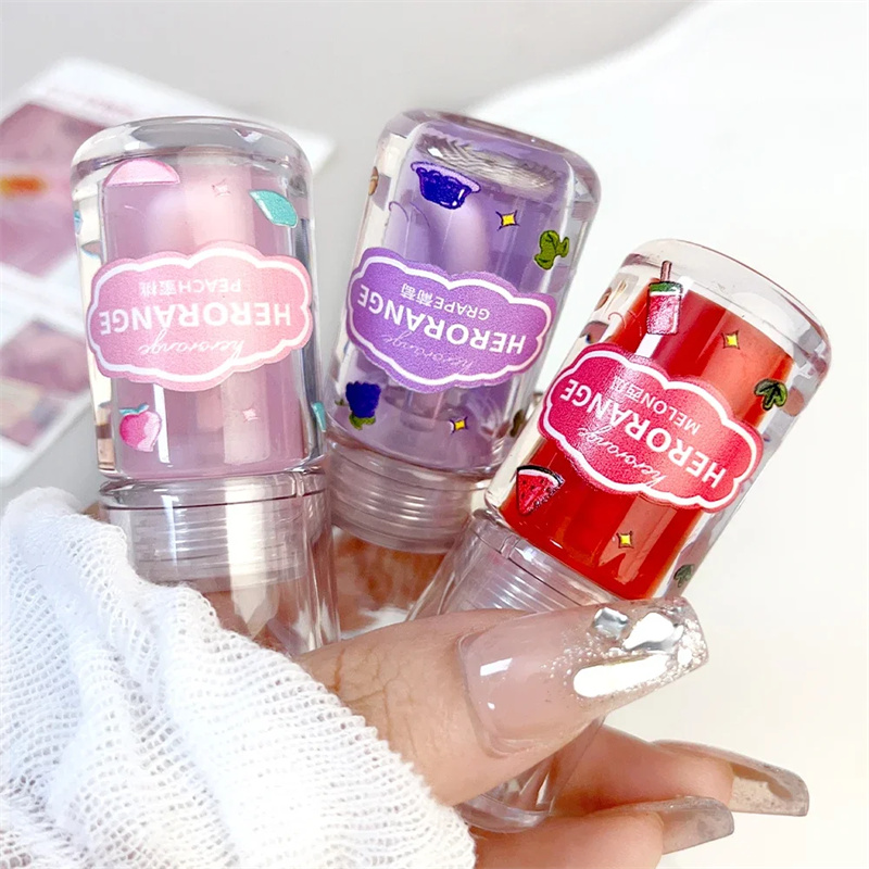 Peach Fruit Oil Makeup Moisturizing Clear Grape Transparent Glass Long-Lasting Hydrating Lip Gloss Liquid Lipstick Cosmetics