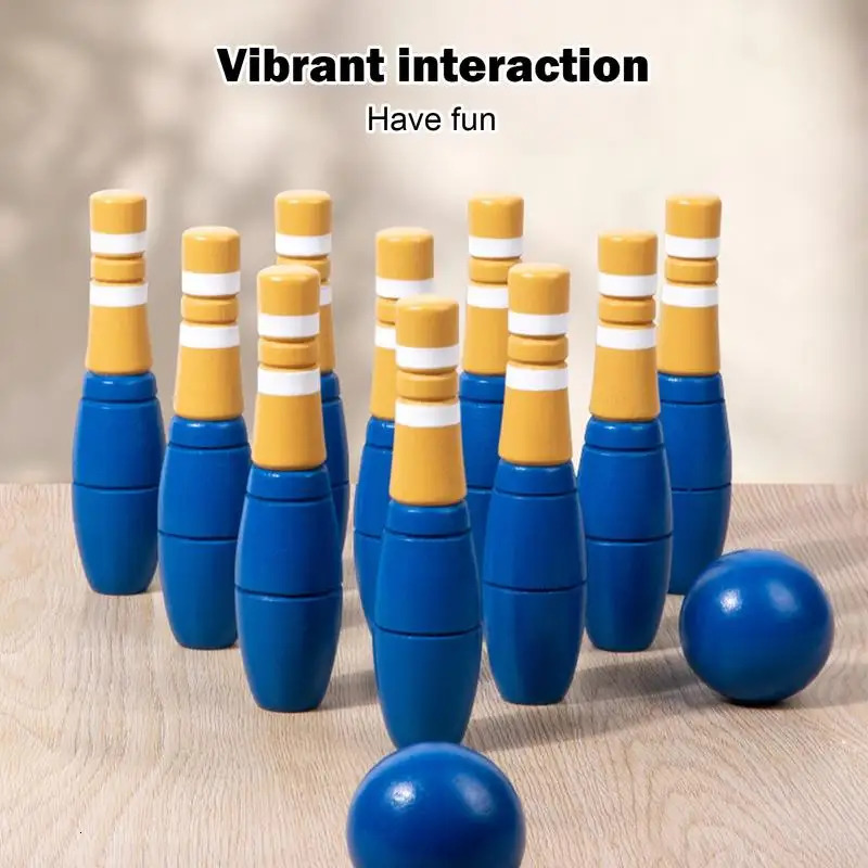 Backyard Lawn Bowling Game Outdoor Wooden Kit For Children Mini With Drawstring Mesh Bag Carnivals 240603