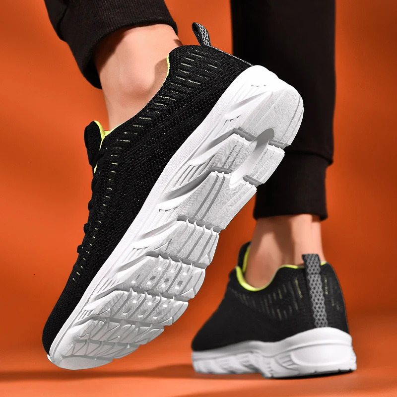 Lace Up Trendy Knit Mens Sneakers Casual Athletic Running Walking Gym Sports Outdoor Male Women Breathable Shoes