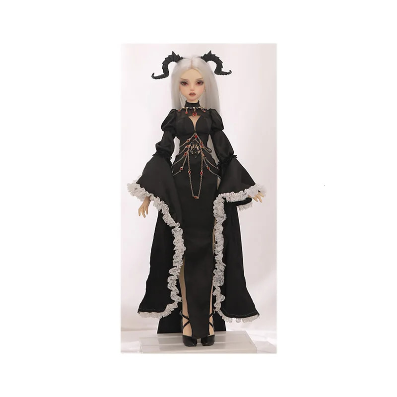 Dolls Bubo Bjd Doll 14 Barly Fantasy Dark Red Eyes Goat Witch Magic Black Robe Lace Vanguard Halter Fishbone Chain Girl Dolls Toy 240603 S2412261