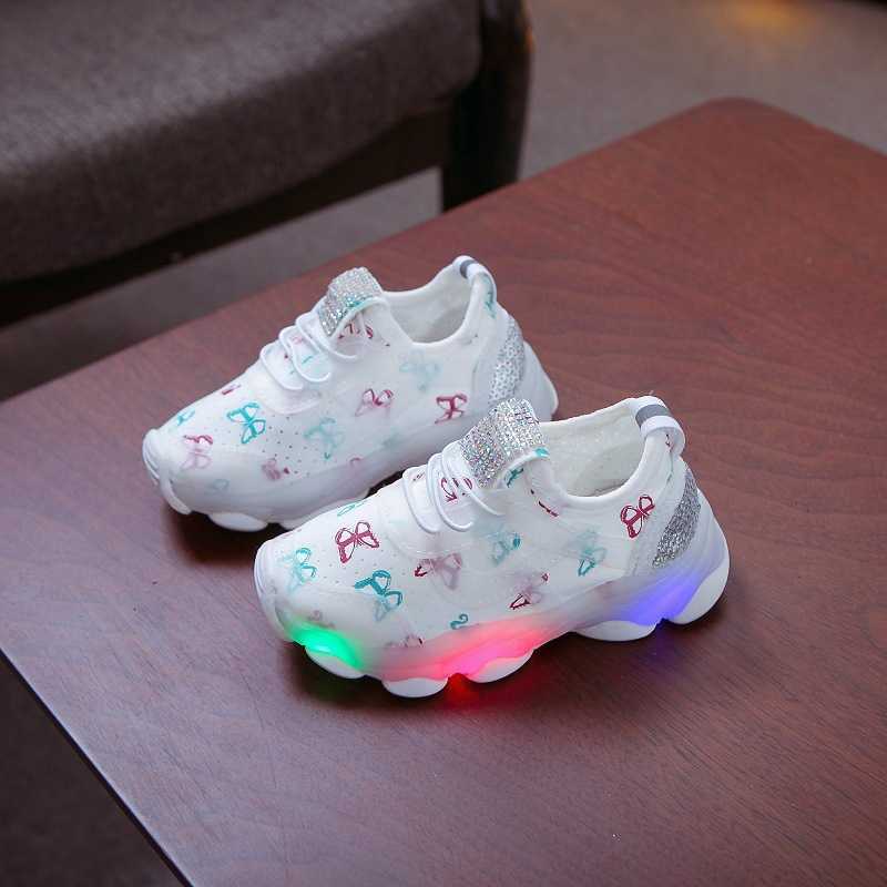 Hot Sale Children Light Sport Baby Kids Led Flashing Boys Girls School Walking Glowing Sneakers Soft Shoes H260207 H260305