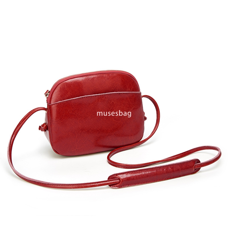 High quality women mini square bag fashionable and classic oil wax leather retro shell bag versatile and practical one shoulder crossbody bag for wome