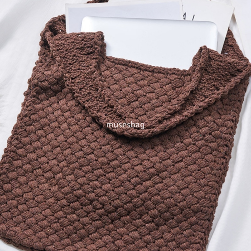 New Knitted Bag Handmade Knitted Bag Vintage Tote Bag Single Shoulder Bag Bags Women Woolen Handbag Shopping Bag