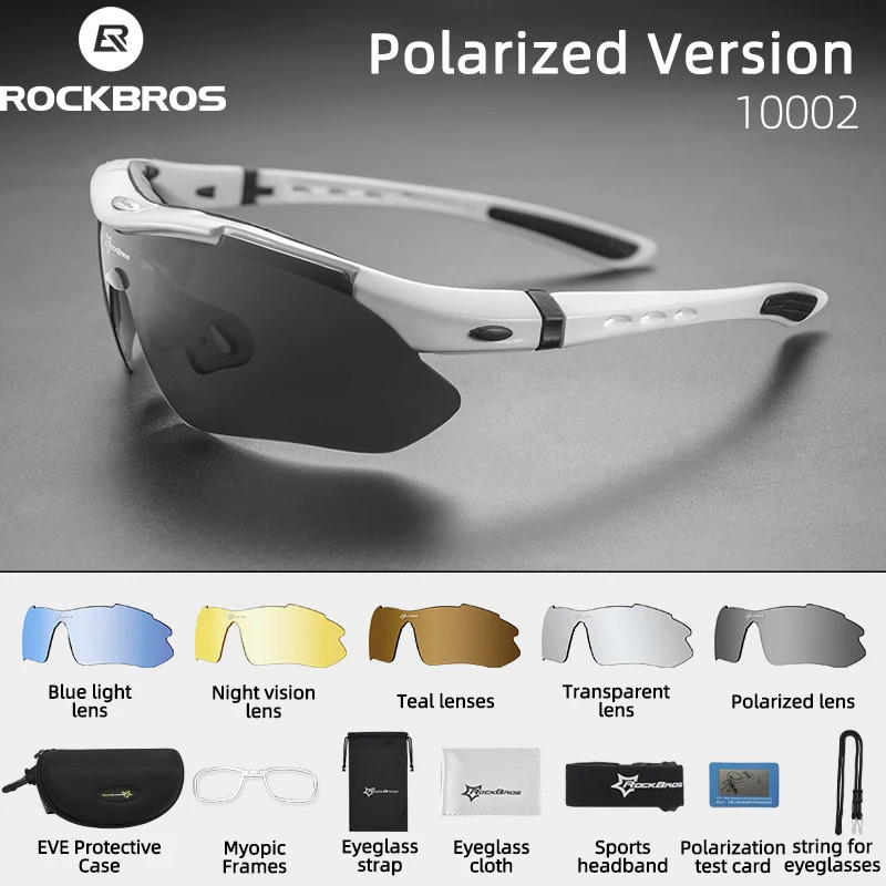 RockBros Cycling Glasses Outdoor Sports Polarized Bicycle Sunglasses Bike Glasses Goggles Eyewear 5 Lens Bicycle Accessories 240603