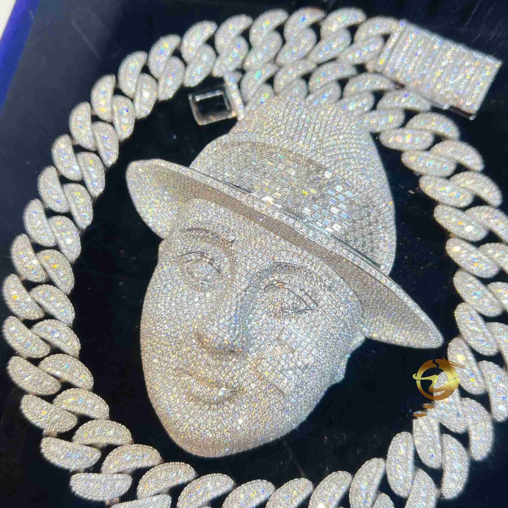 16MM VVS moissanite iced out dia gold color Sterg sier men necklace miami cuban k chain necklaces