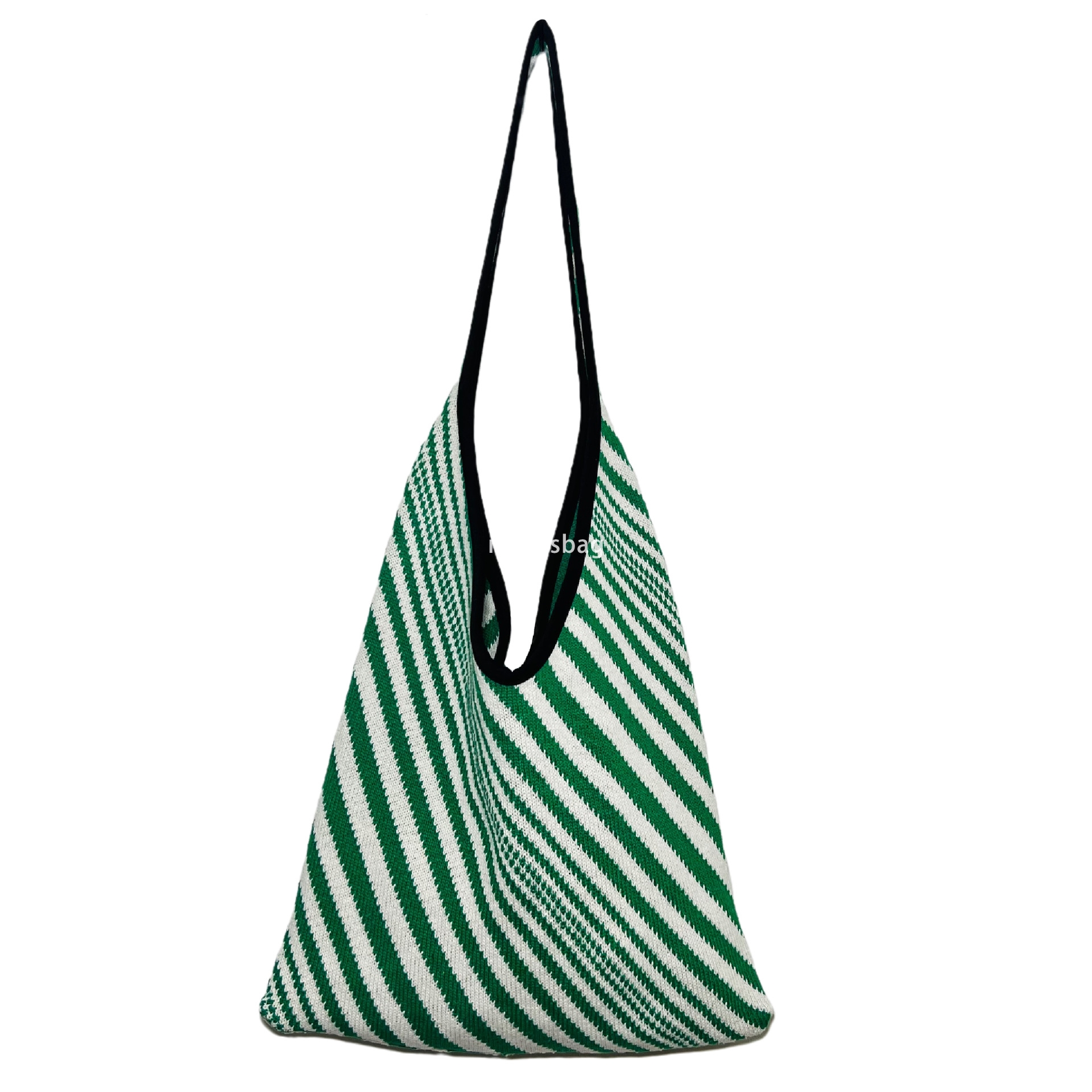 New High Quality Plush Knitted Korean Stripe Bag Contrast Knitted Bag Large Capacity Tote Bag Single Shoulder Bag Women Bag Trendy