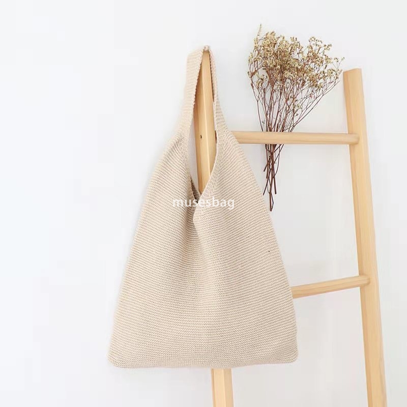 High quality new Korean version minimalist sweater bag sweet retro knit bag large capacity tote bag one shoulder bag trendy