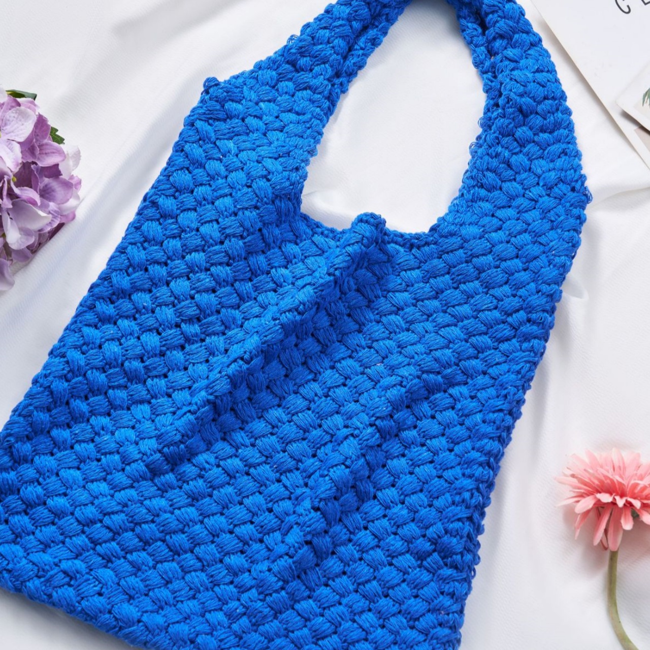 New Knitted Bag Handmade Knitted Bag Vintage Tote Bag Single Shoulder Bag Bags Women Woolen Handbag Shopping Bag
