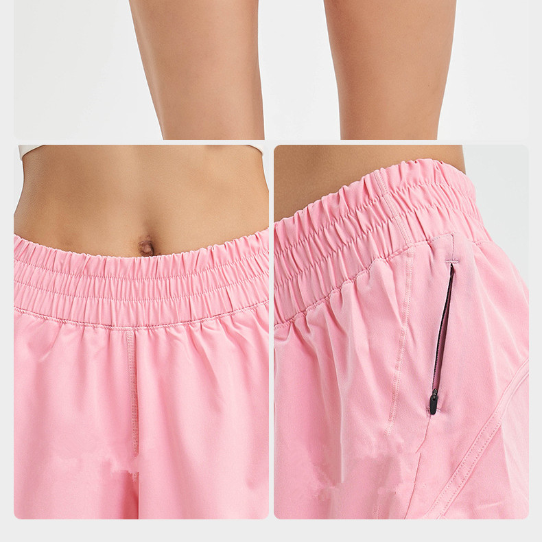 VT88240 Womens Sports Yoga Shorts High-Rise Lined Pockets Shorts Fitness Wear Women Short Pants Girls Running Elastic 2.5 inch Inseam