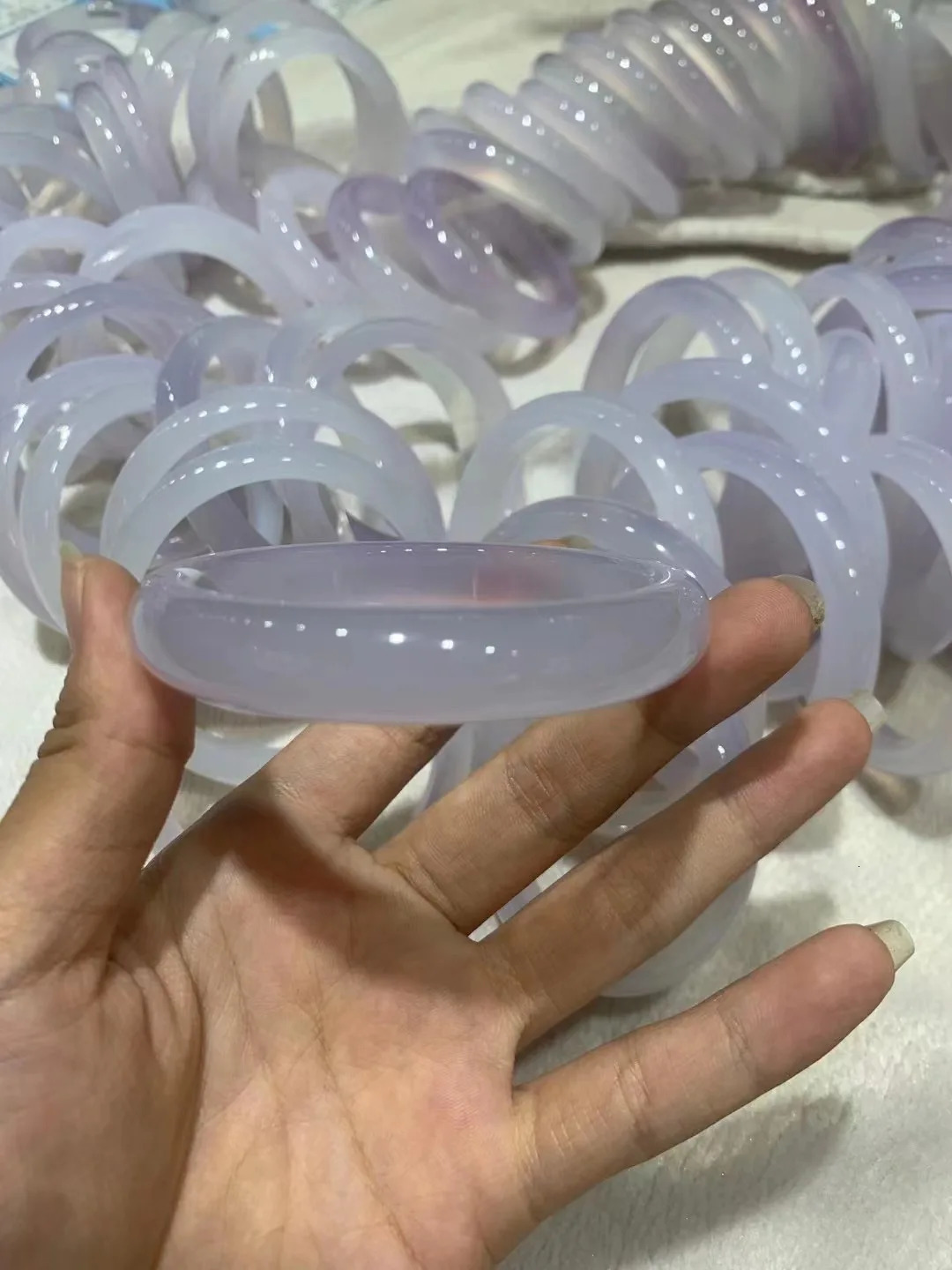 Natural chalcedony purple jade bangle bangles for woman real bracelets flat bar stone jewelry 240604