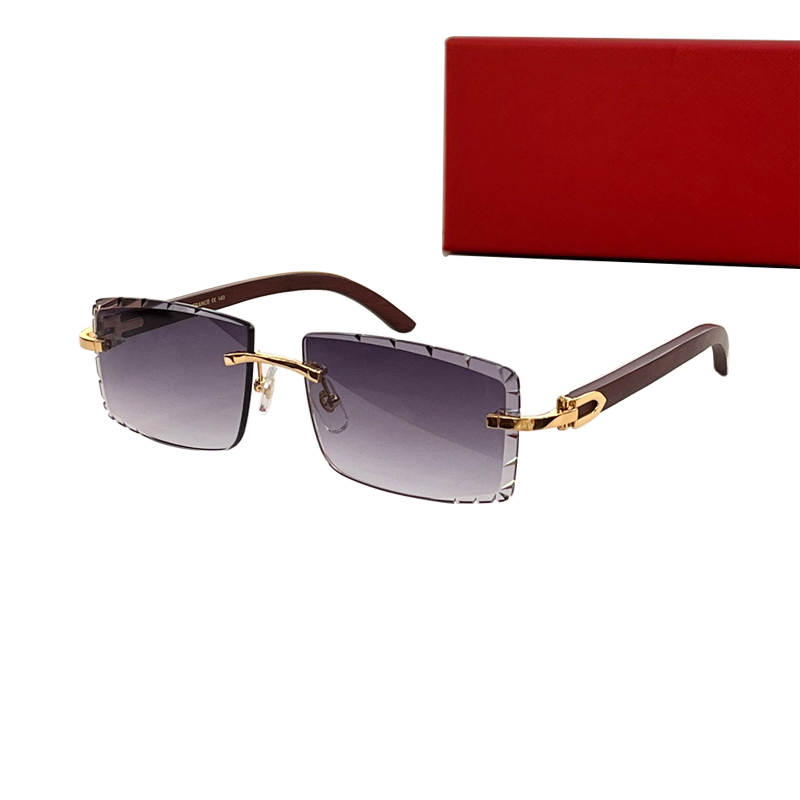 luxury designer original frameless diamond 0339 cut Sunglasses women or Man Unisex Rimless Carved outdoors driving glasses fashion Eyeglasses Designer Mens Women