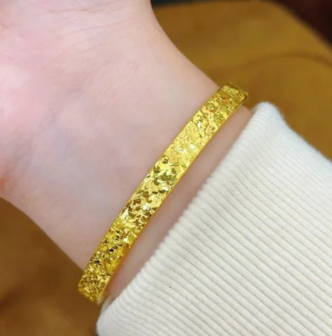 trendy jewelry 18k gold non demolding bangles for women 5464mm 240604