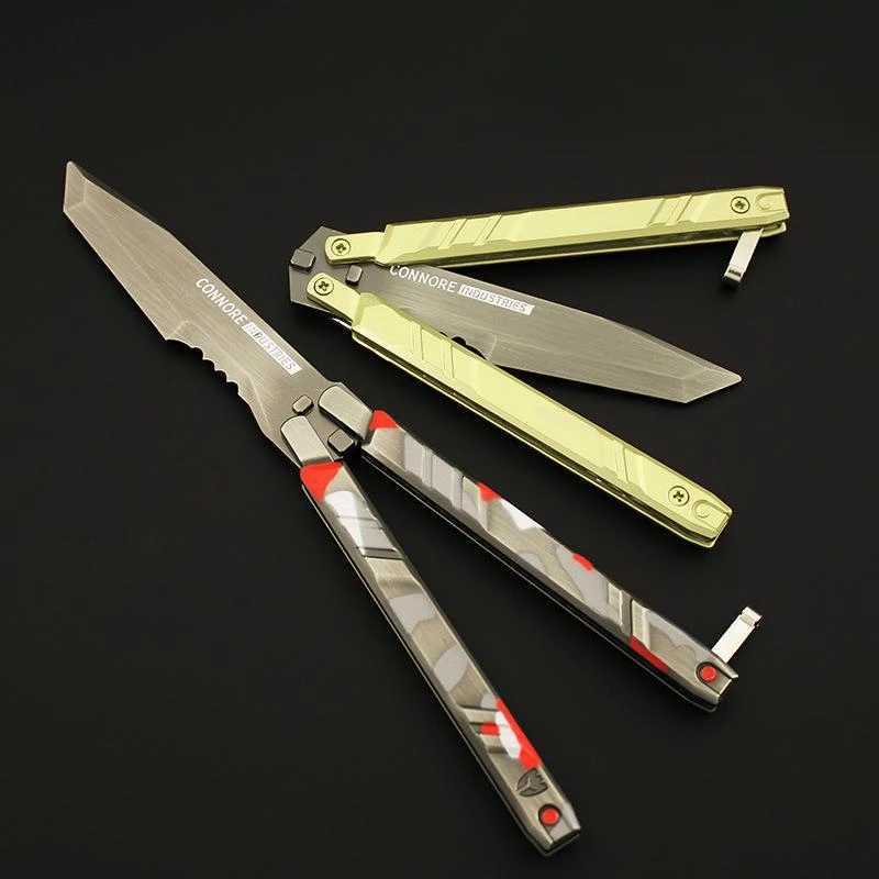 Novelty Games 21cm Wallorant perimeter reconnaissance butterfly knife camouflage red alloy throwing knife model toy T240607