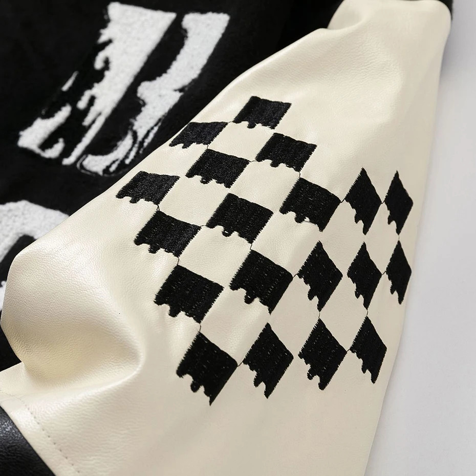 Streetwear Bomber Jacket Embroidery Graphic Baseball Jacket Retro Patchwork Varsity Jacket Coat Men Harajuku Y2K Jacket 240530