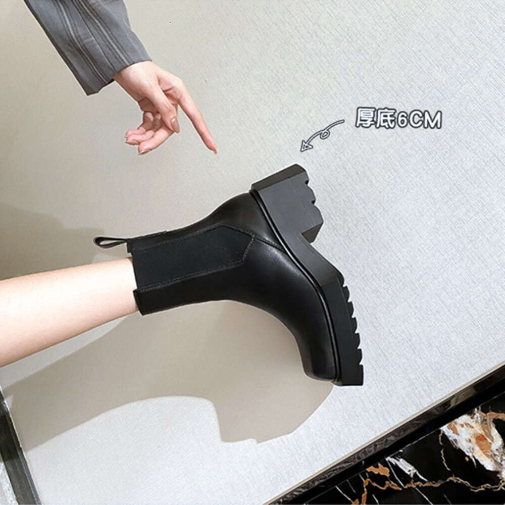 Genuine Leather Ankle Chunky Heel Square Toe High Heeled Fashion Designer Boots For Women Botas Mujer