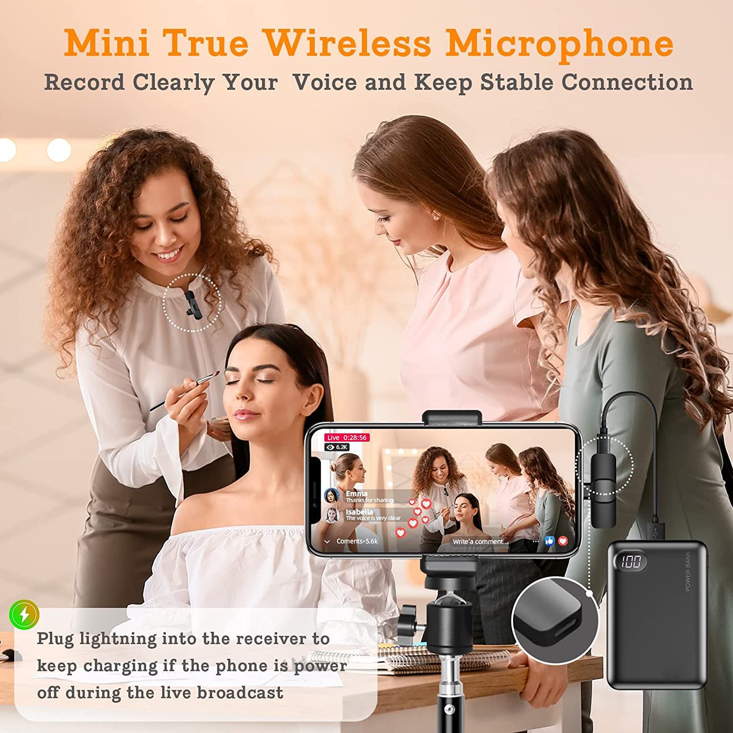 Mini Lavalier Wireless Microphone Vlog Video Recording for Mobile Phone Pad YouTube Facebook Live Stream Tiktok Interview Noise Canceli Upif