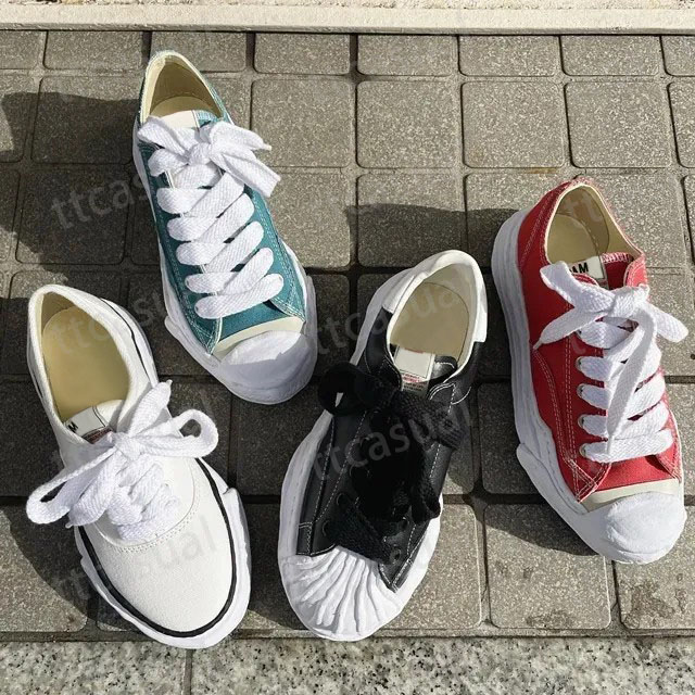MMY Maison Mihar Yasuhir Shoes Classical Designers Casual Sneakers Canvas Trainer Lace-Up Massage Platform Shoe Sunny Trim Shaped Toe Outdoor Mens Womens Sneaker
