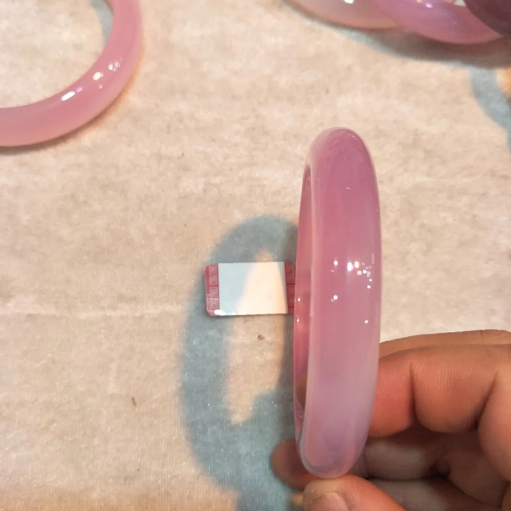 Natural Agate Jade Chalcedony Pink Bangle Jewelry Jadeite Bracelet Women 240604