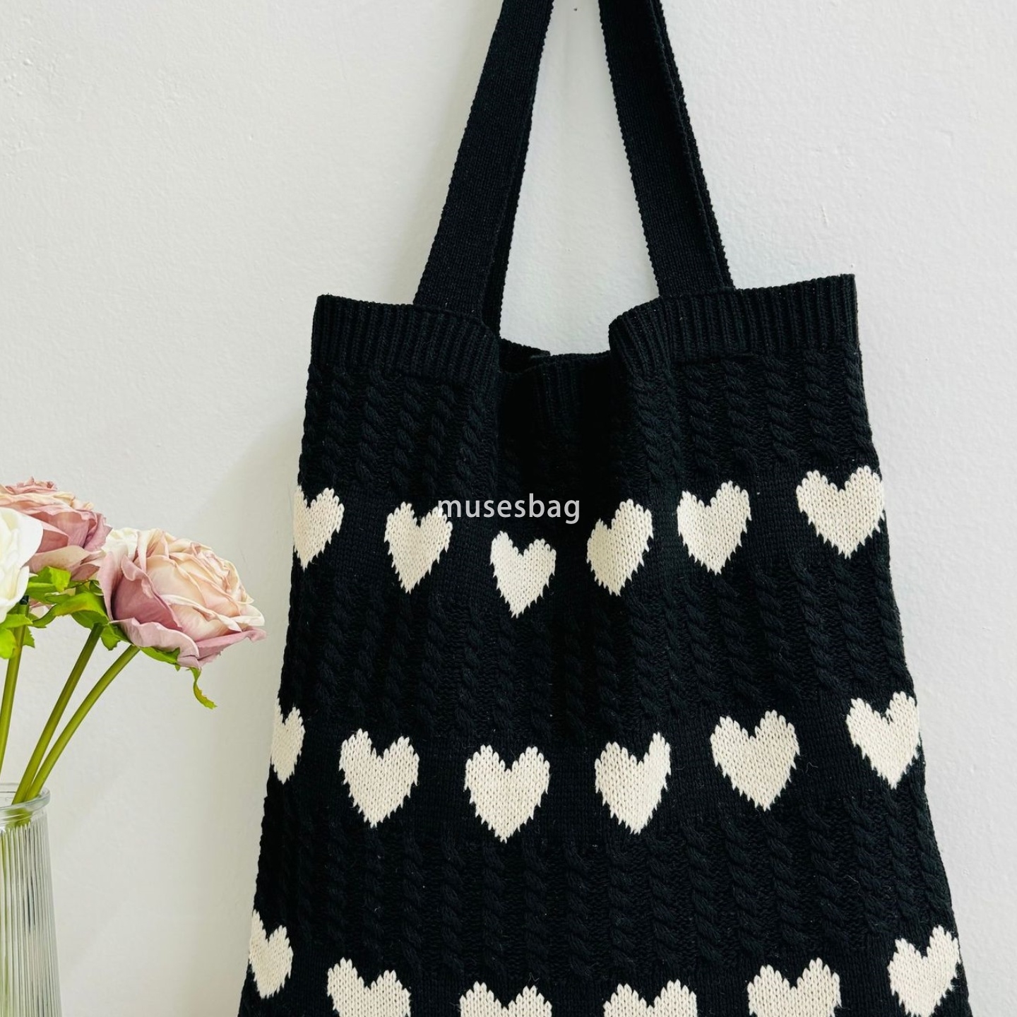 New Instagram minimalist and stylish bag knitted bag love bag woolen woven bag commuting high-capacity tote bag women bag