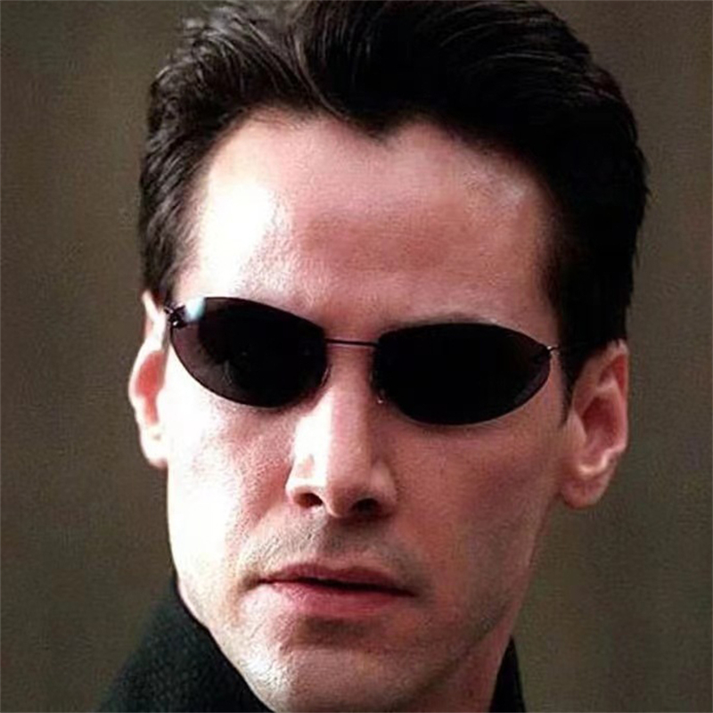 Rimless Polarized Sunglasses Men new Fashion Cool The Matrix Neo Style women Cat Eye Ultralight Driving Fishing shades y2k steampun oculos Photochromi