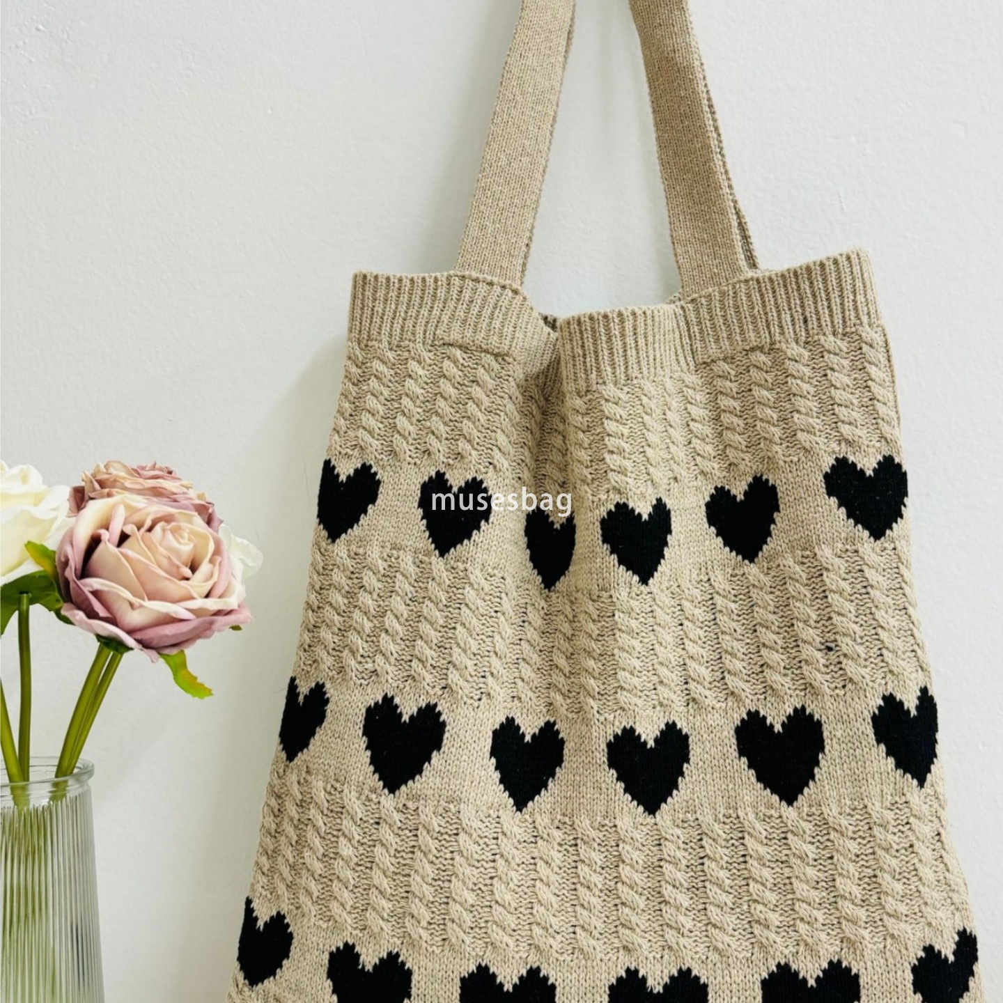 New Instagram minimalist and stylish bag knitted bag love bag woolen woven bag commuting high-capacity tote bag women bag