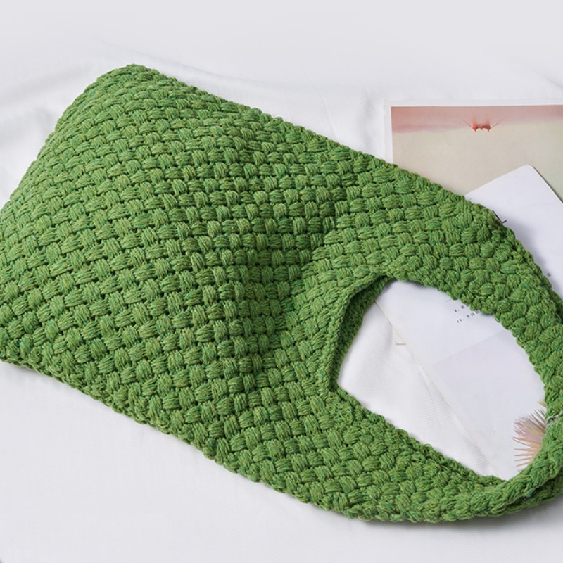 New Knitted Bag Handmade Knitted Bag Vintage Tote Bag Single Shoulder Bag Bags Women Woolen Handbag Shopping Bag