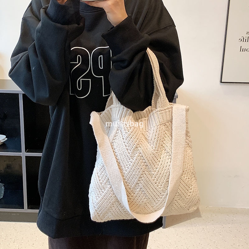High quality niche design new knitted bag woven bag shoulder bag large capacity tote bag bohemian style crossbody bag women's bag