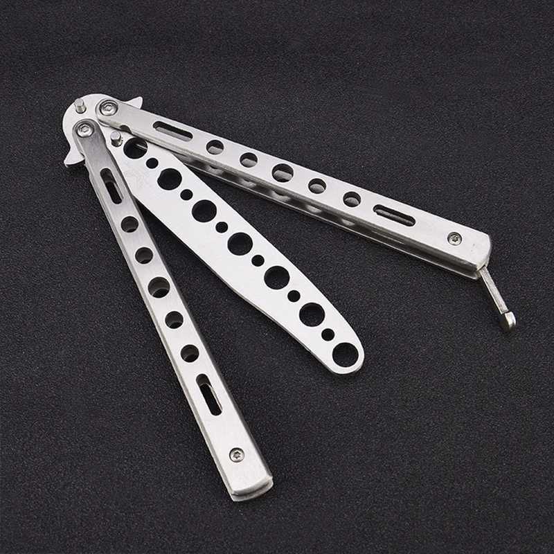 Novelty Games Portable Folding Butterfly Knife CSGO Dual Track Trainer Stainless Steel Pocket Practice Knife Outdoor Game Training Tool T240607