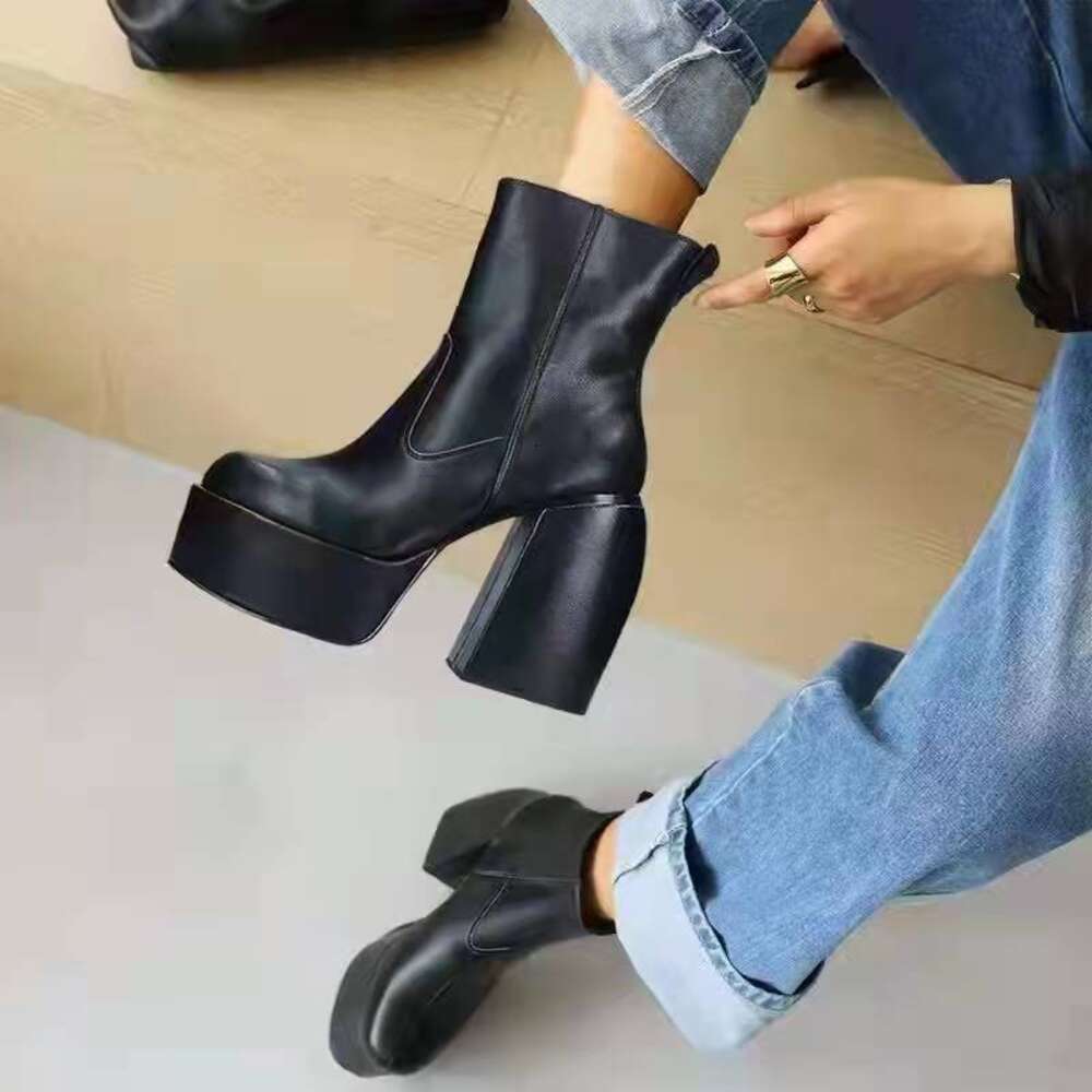 Boots For Woman Knee Shoes On Platform Gothic High Heels Punk Style New Rock Autumn Winter Chunky Pumps Plus Size Women Clothing