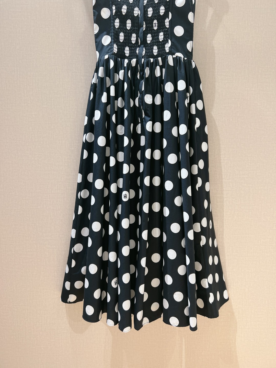 Polka Dot Cotton Midi Slip | Comfy Black Dress for Summer C260312