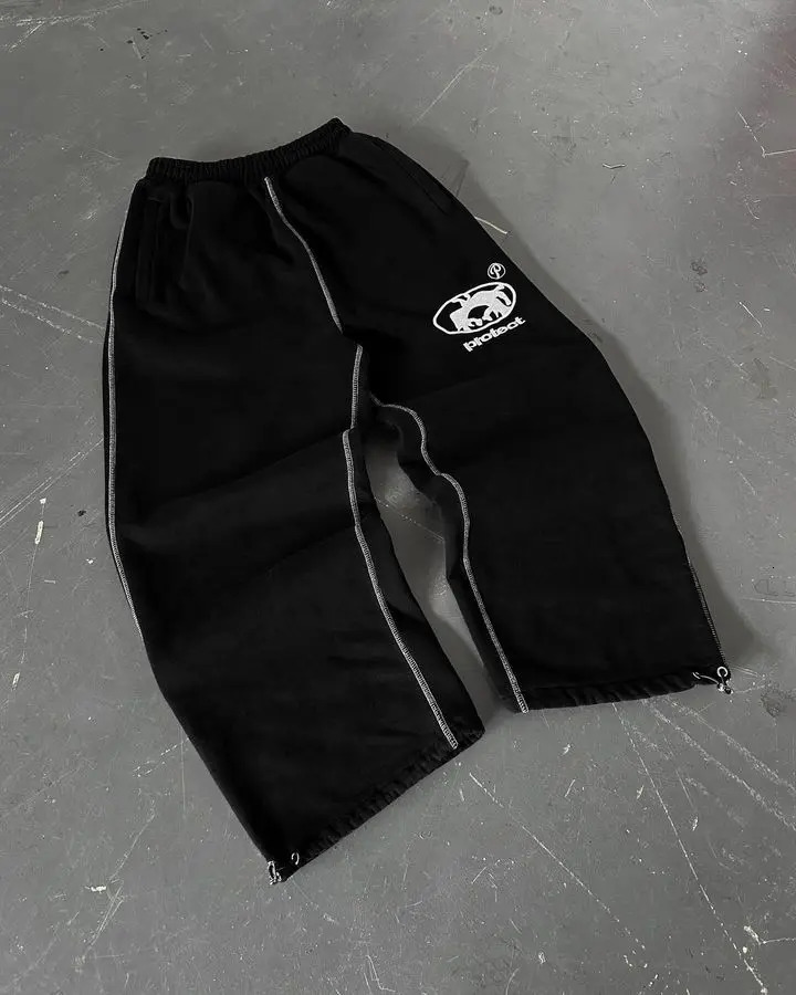 Streetwear PROTOCT Jogger Sweatpants Mens Womens Pants Harajuku Gothic Letter Graphic Embroidery Elastic Waist Baggy Trousers R240924