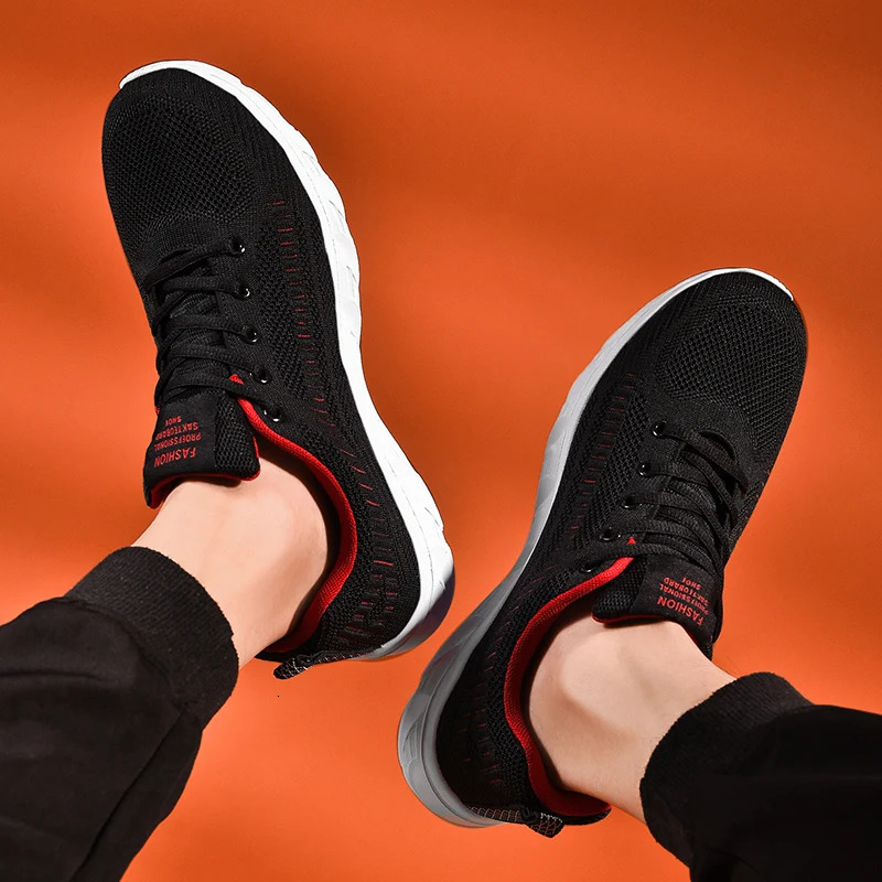 Lace Up Trendy Knit Mens Sneakers Casual Athletic Running Walking Gym Sports Outdoor Male Women Breathable Shoes