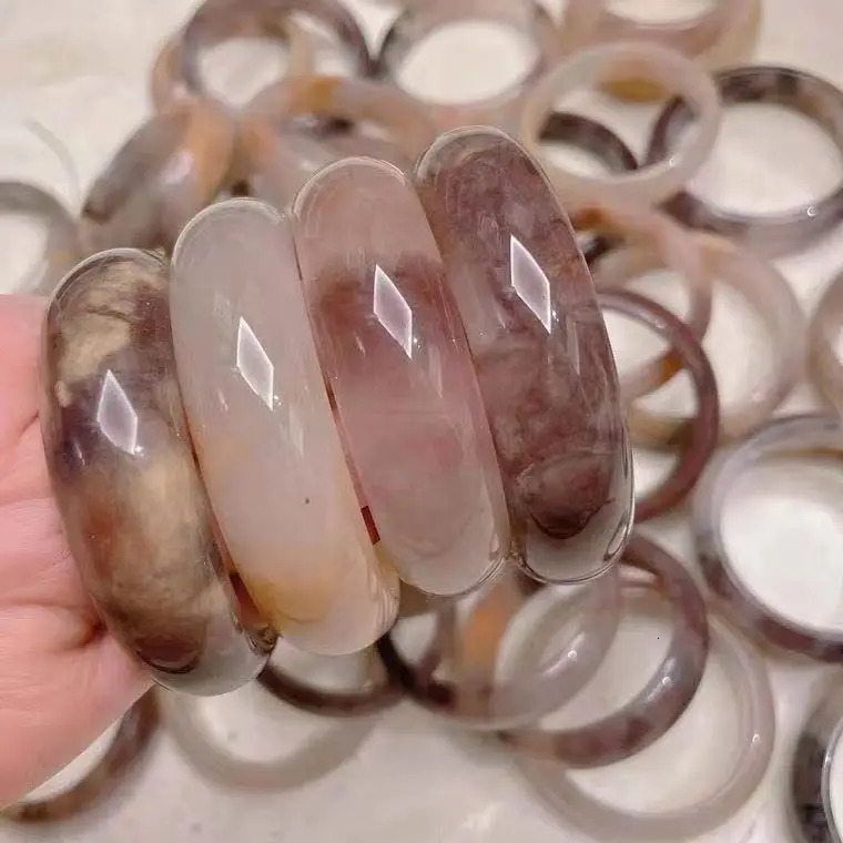 Natural Violet Jade Bracelet Flat Bar Tritone Charm Bangle Elegant Beautiful Ladies Exquisite Summer Cool High Grade Jewelry 240604