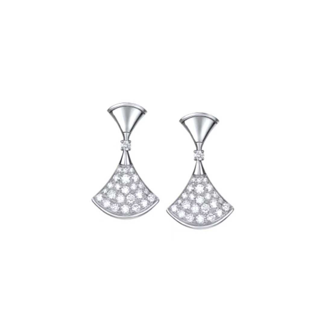 Fan shaped skirt series designer dangle earrings for woman diamond Sterling Silver Gold plated 18K highest fashion luxury jewelry anniversary gift with box 001