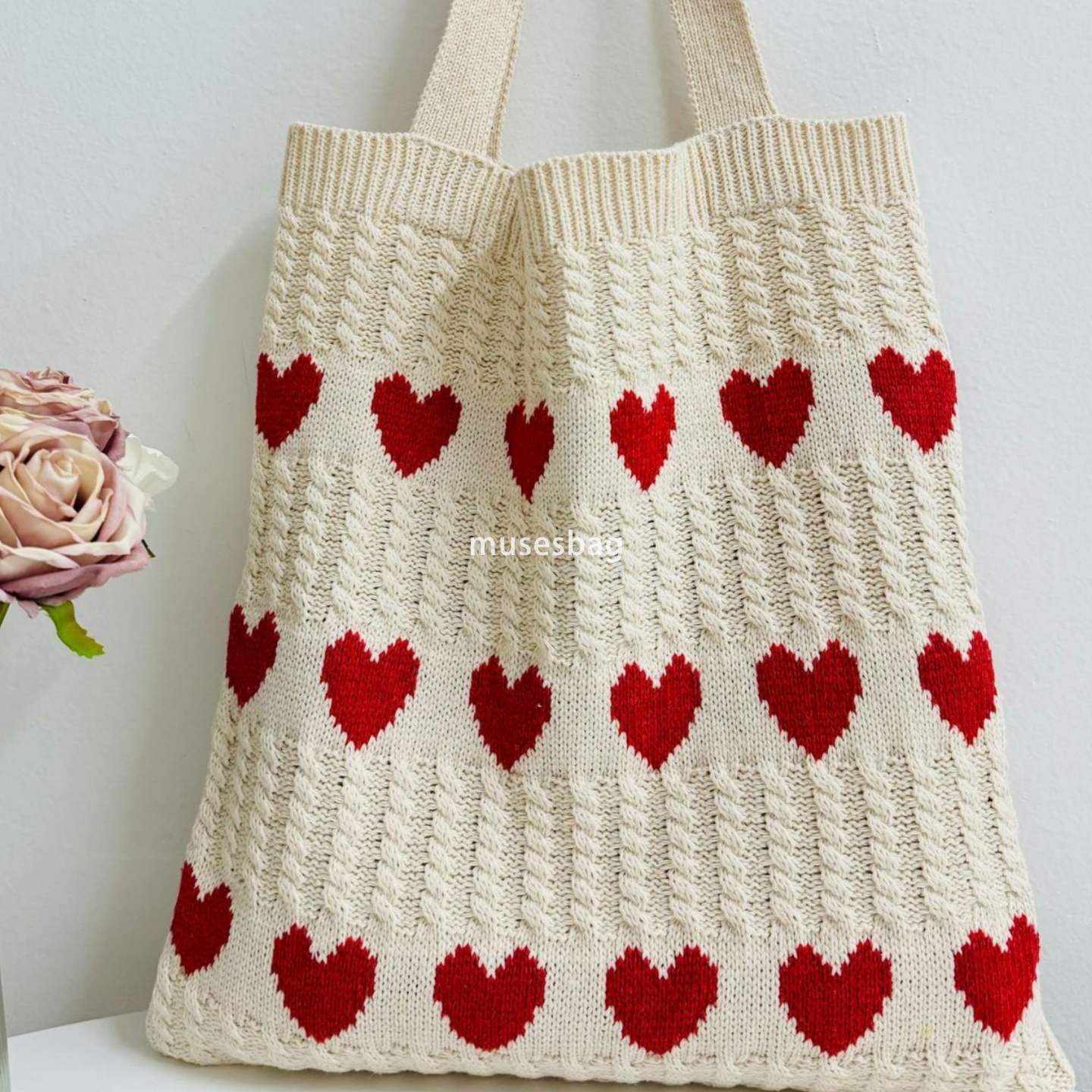 New Instagram minimalist and stylish bag knitted bag love bag woolen woven bag commuting high-capacity tote bag women bag