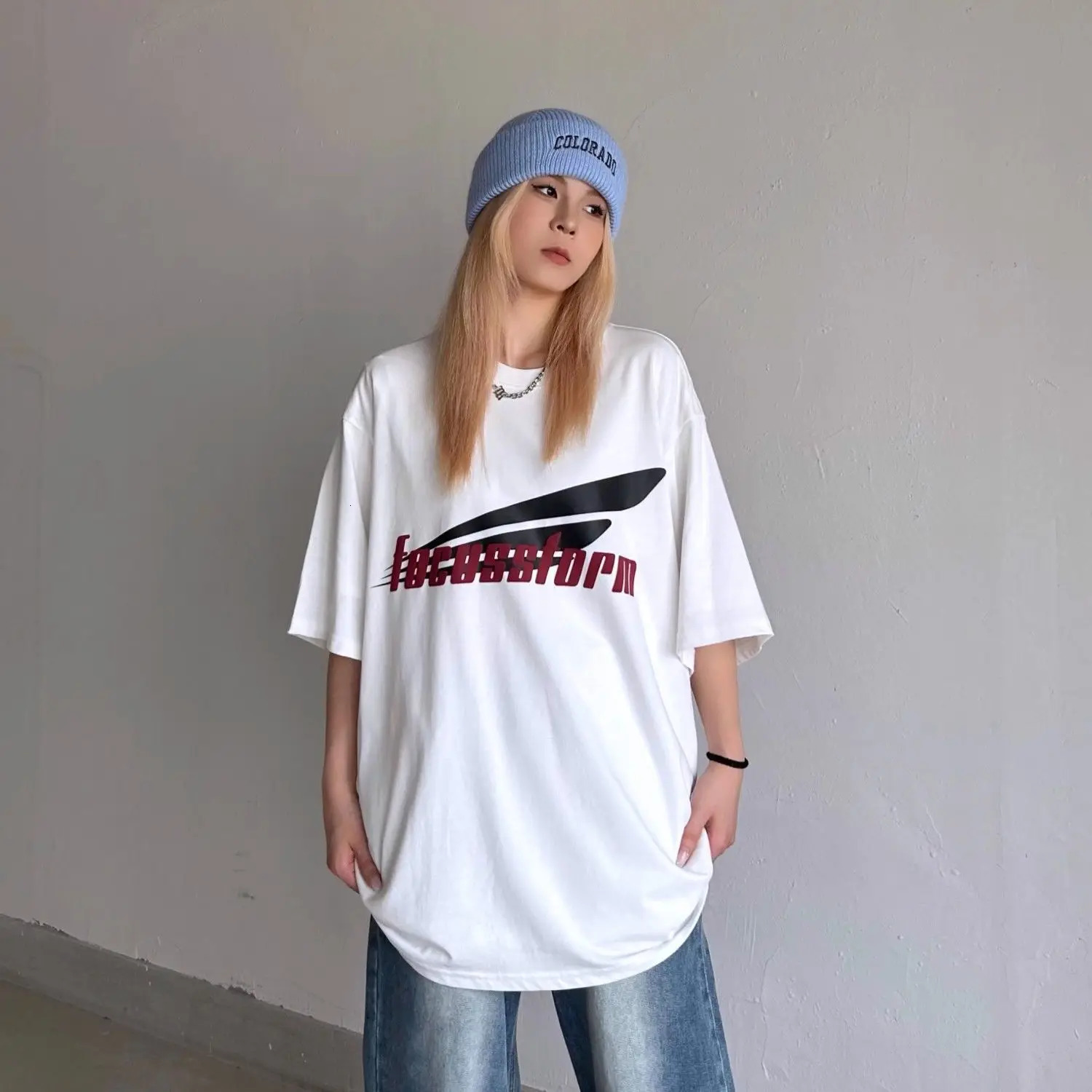 Fashionable American Casual Letter Printed Short-sleeved T-shirt Xia Xin Y2K Niche Retro Ins Versatile Half-sleeved Top 240530
