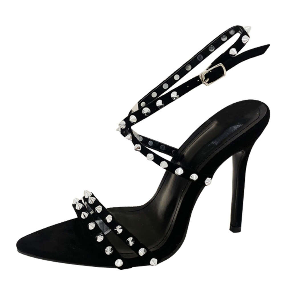Liyke Sexy Metal Rivet Ankle Strap Sandals Ladies 2024 New Gladiator Open Toe Party Stripper Heels Summer Shoes Women Sandalias