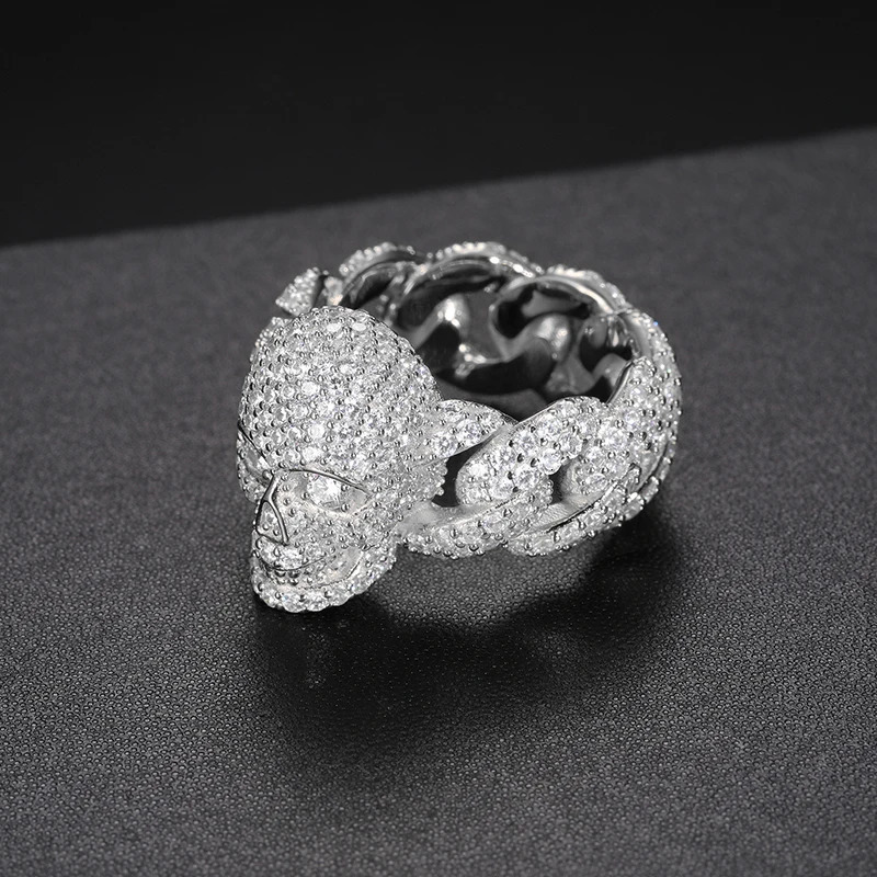 Unisex Classic Simple Style Skeleton 925 Ring Men Hip Hop Jewelry Pave Setting Ring Fashion Rock Gift 240530