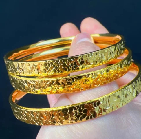 trendy jewelry 18k gold non demolding bangles for women 5464mm 240604