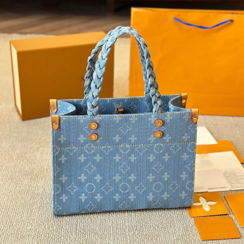 New Denim Bag Designer Denim Tote Shoulder Bag Ladies Luxury Blue Denim Shopping Bag Crossbody Bag Embossed Denim Small Tote Wallet Travel Bag Denim