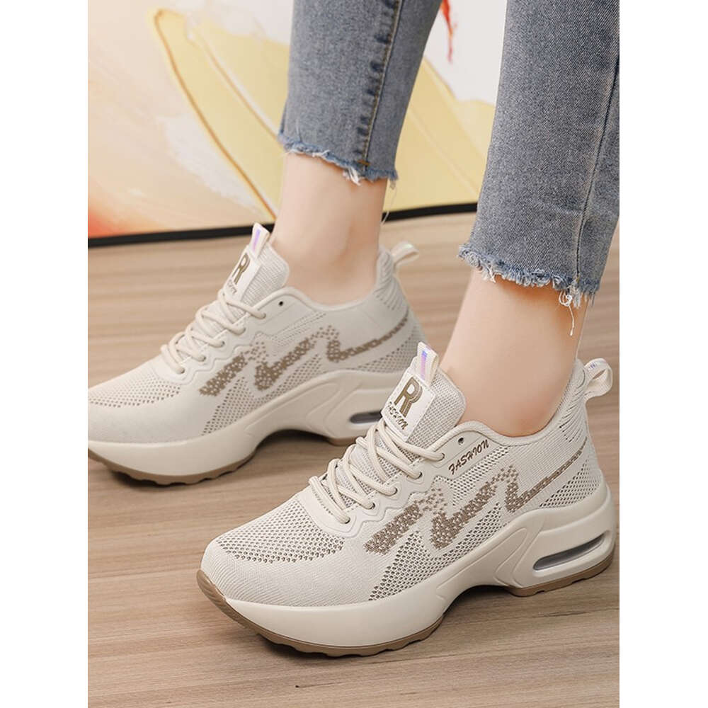 Four Seasons Breathable Sports Running Women Flying Weave High Elasticity Casual Sneakers Ladies Non-slip Jogging Shoes