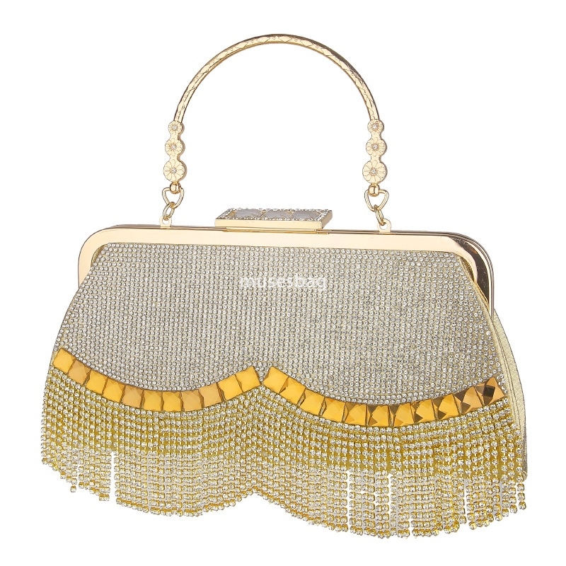 High quality women high-end socialite high-end banquet bag rhinestone tassel fashionable women handbag party classic and simple shoulder bag