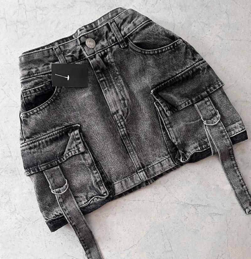 Skirts Harajuku Multiple Pockets Denim Plaid Skirt Vintage Goth Black Y2k Mini Skir Fashion Womens Casual Versatile Sexy Streetwear